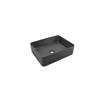 Jaquar JDS-BLM-25907N Thin Rim Table Top Basin Black Matt | Rectangular 530x420 mm | Premium Ceramic Wash Basin.