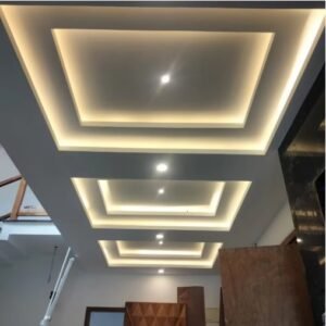 Modern POP False Ceiling with LED Cove Lighting Panels | Layered Ceiling Design for Living Room & Hall