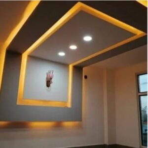 Modern POP False Ceiling with LED Cove Lighting | Geometric Ceiling Design for Living Room & Bedroom